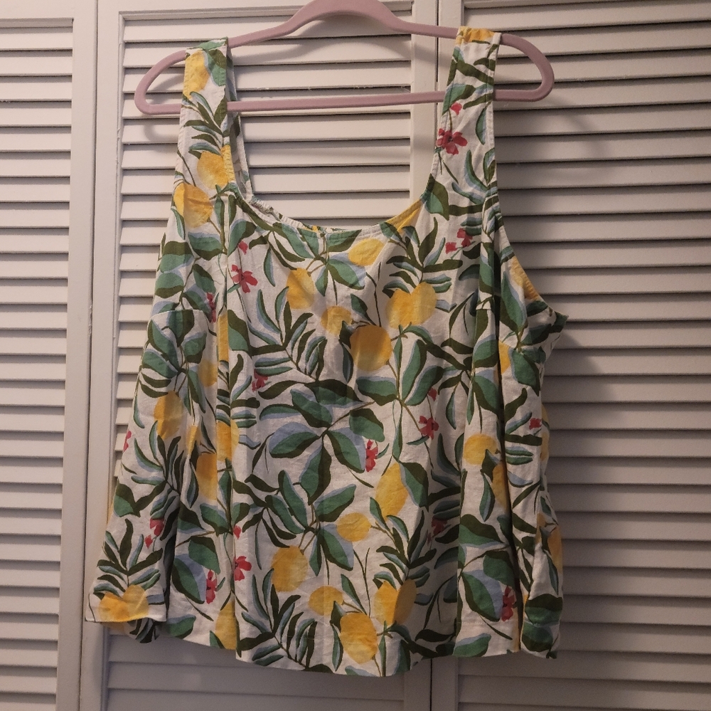 Linen Lemon Crop Tank - Picture 2 of 4